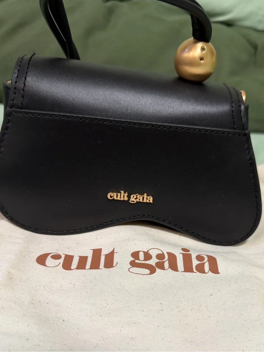 cult gaia Black Leather Mini Crossbody with Gold Disc Detail - Picture 4 of 5